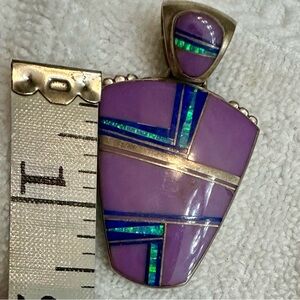 Native American  Purple turquoise  and Blue Geometric Pendant R.H. Boyd